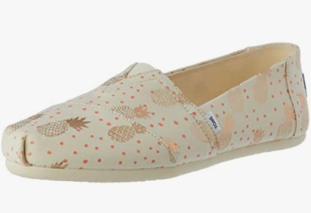 TOMS Alpargata Pineapple Print Canvas Slip On Flats Women's Size 11 WIDE